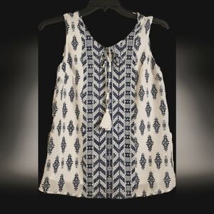 White/Navy Sleeveless Tank